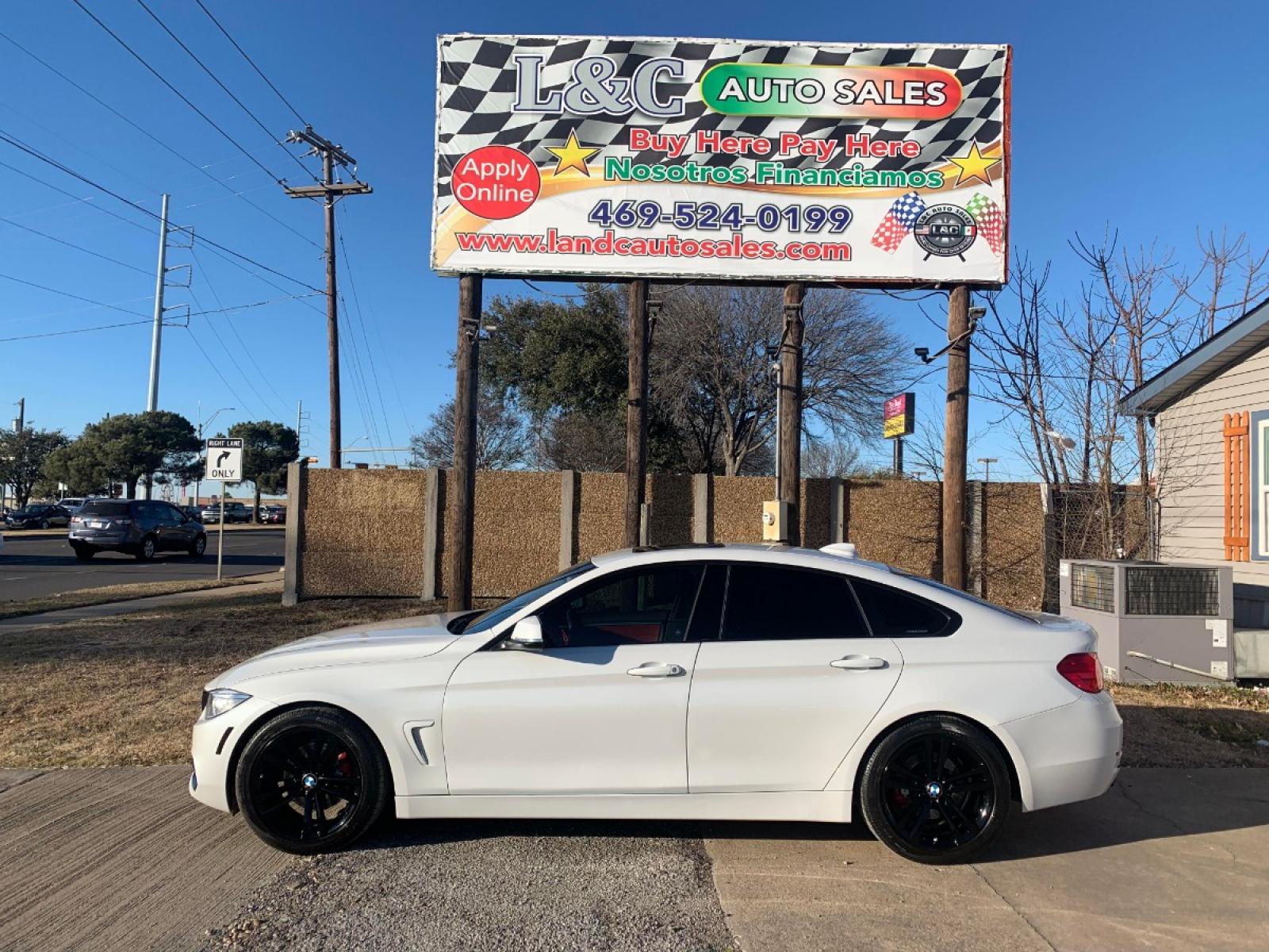 2016 White /Red BMW 4-Series Gran Coupe 428i SULEV (WBA4A9C59GG) with an 2.0L L4 DOHC 16V engine, 8A transmission, located at 1830 North Belt Line Road, Irving, TX, 75061, (469) 524-0199, 32.834373, -96.993584 - Photo #0