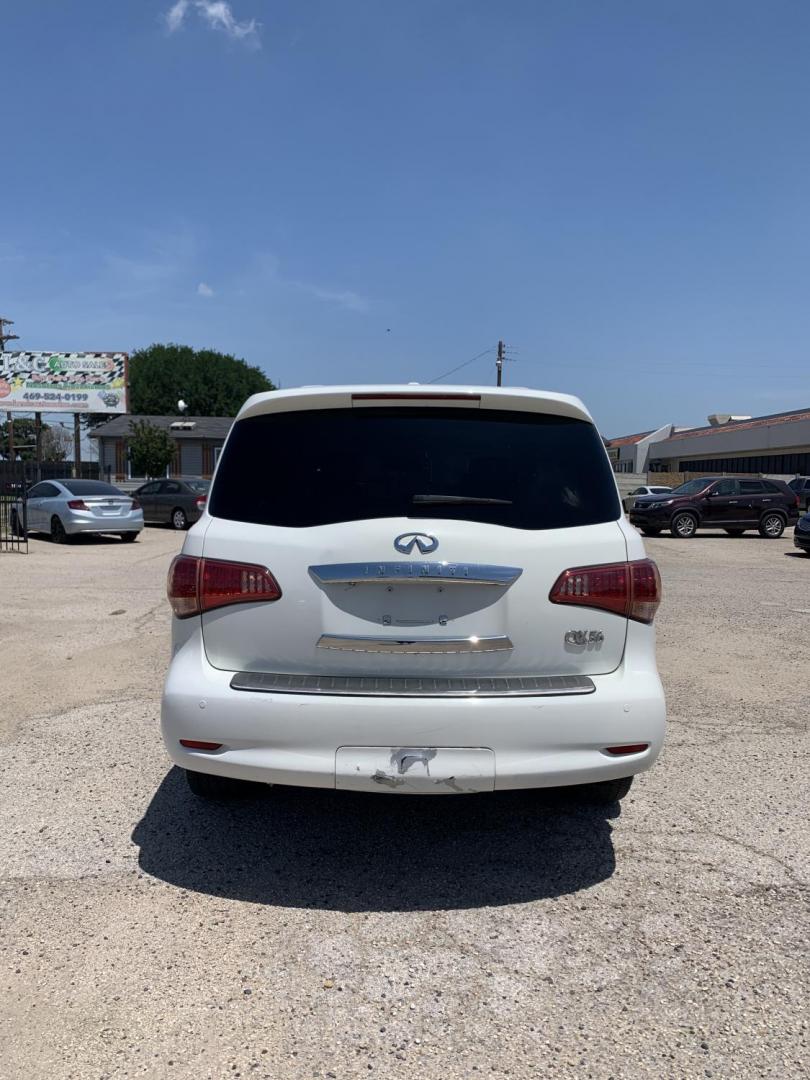 2011 White /Tan Infiniti QX56 2WD (JN8AZ2NF1B9) with an 5.6L V8 DOHC 32V engine, AUTOMATIC transmission, located at 1830 North Belt Line Road, Irving, TX, 75061, (469) 524-0199, 32.834373, -96.993584 - Photo#4