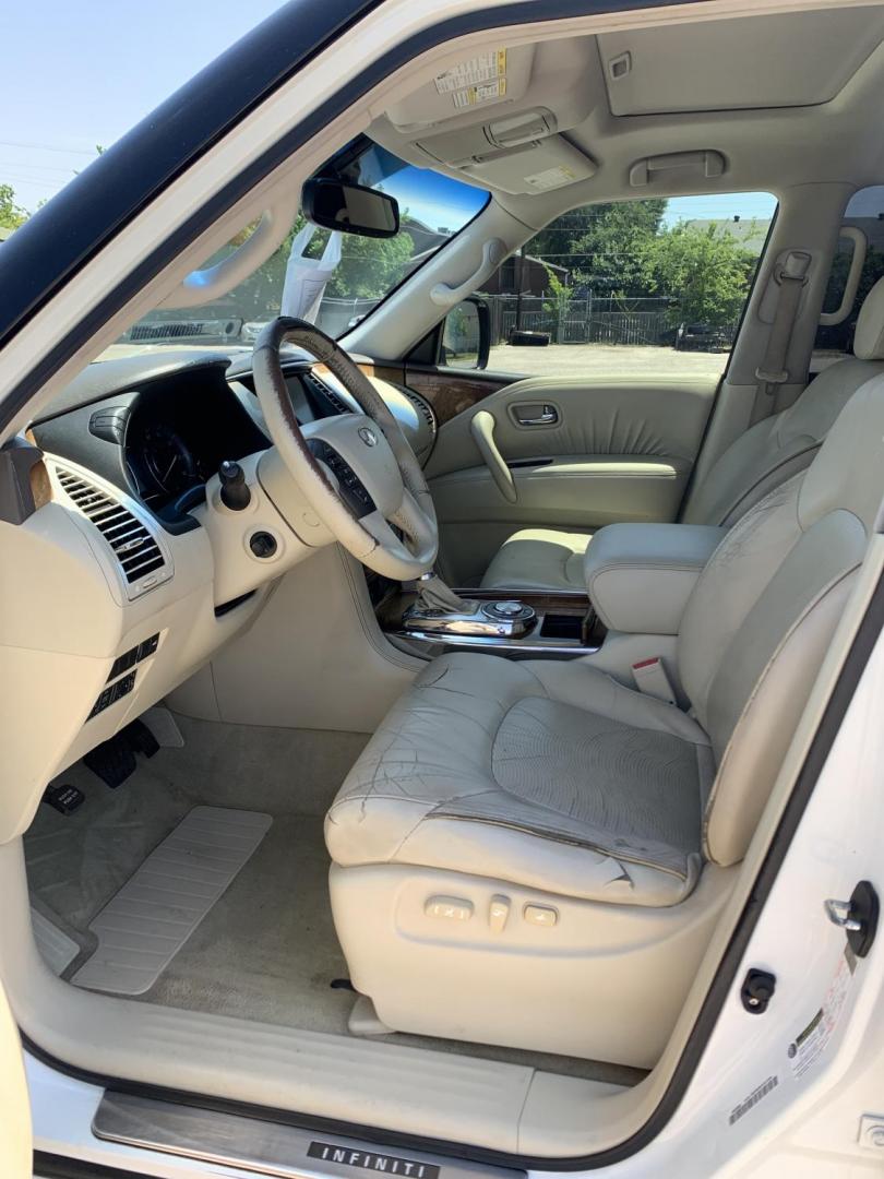 2011 White /Tan Infiniti QX56 2WD (JN8AZ2NF1B9) with an 5.6L V8 DOHC 32V engine, AUTOMATIC transmission, located at 1830 North Belt Line Road, Irving, TX, 75061, (469) 524-0199, 32.834373, -96.993584 - Photo#6