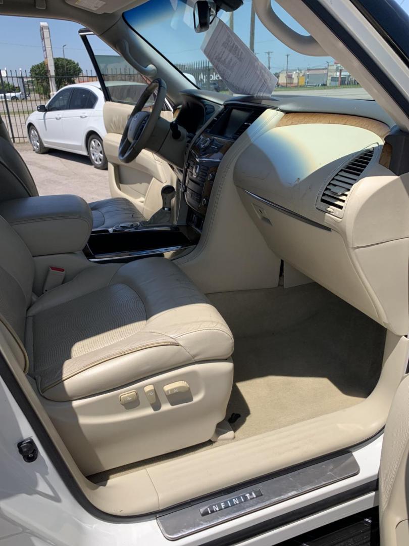 2011 White /Tan Infiniti QX56 2WD (JN8AZ2NF1B9) with an 5.6L V8 DOHC 32V engine, AUTOMATIC transmission, located at 1830 North Belt Line Road, Irving, TX, 75061, (469) 524-0199, 32.834373, -96.993584 - Photo#12