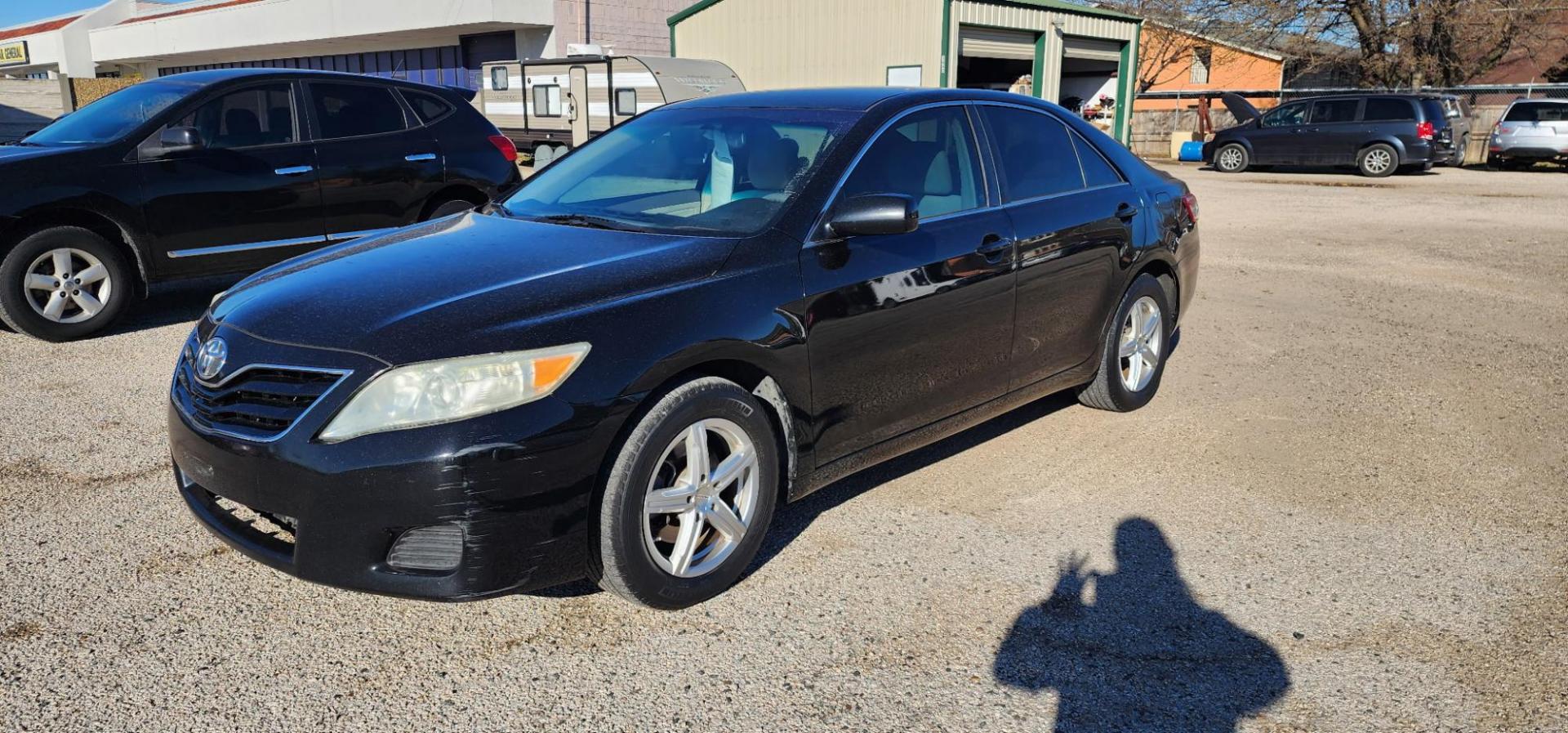 2010 Black /Tan Toyota Camry Camry AT (4T4BF3EK7AR) with an 2.5L L4 DOHC 16V engine, Automatic transmission, located at 1830 North Belt Line Road, Irving, TX, 75061, (469) 524-0199, 32.834373, -96.993584 - Photo#1