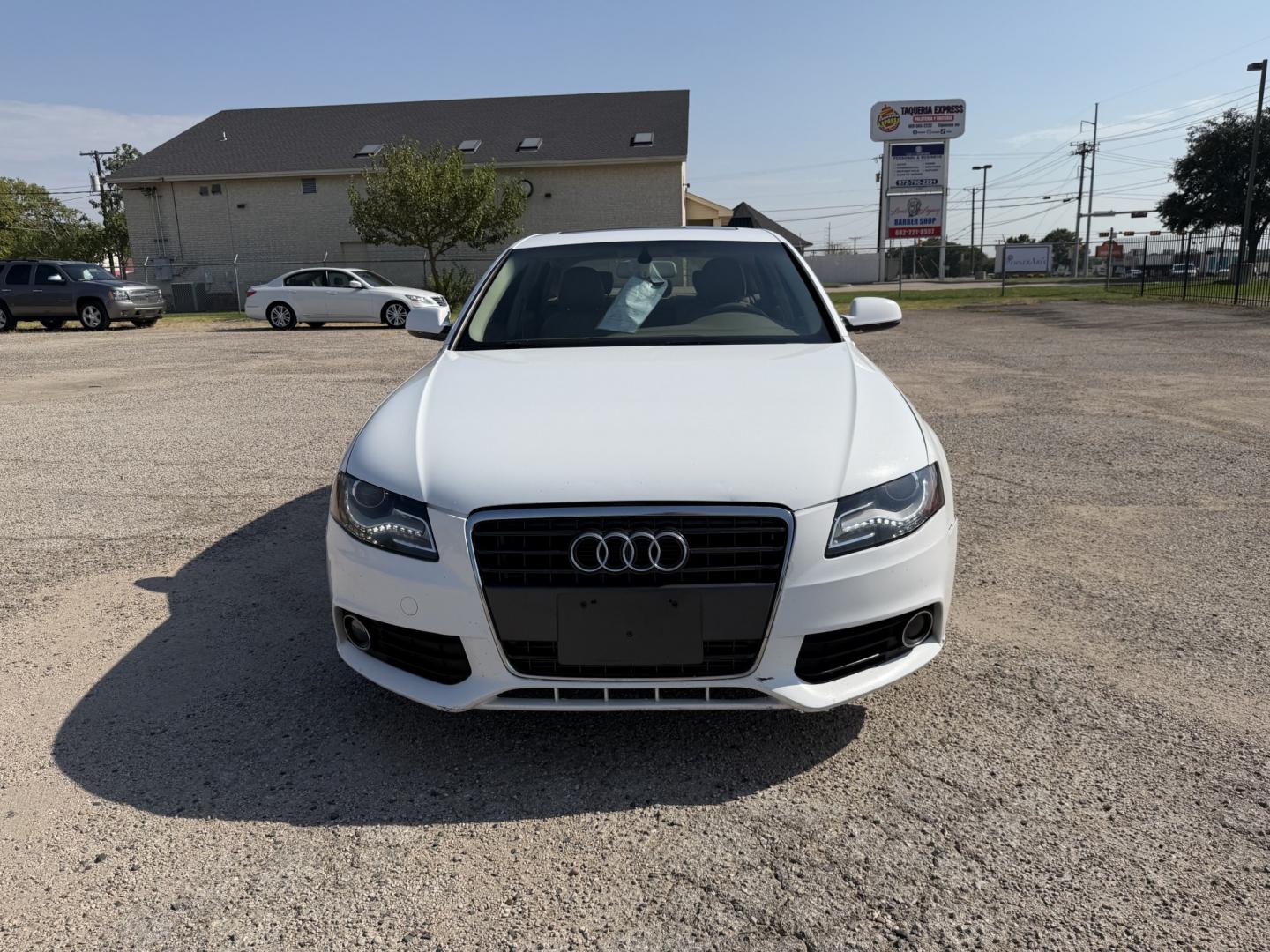 2010 White /Tan Audi A4 (WAUEFAFLXAN) with an 4 Cylinders F 2.0L FI Turbo DOHC 121 CID engine, AUTOMATIC transmission, located at 1830 North Belt Line Road, Irving, TX, 75061, (469) 524-0199, 32.834373, -96.993584- Photo#1
