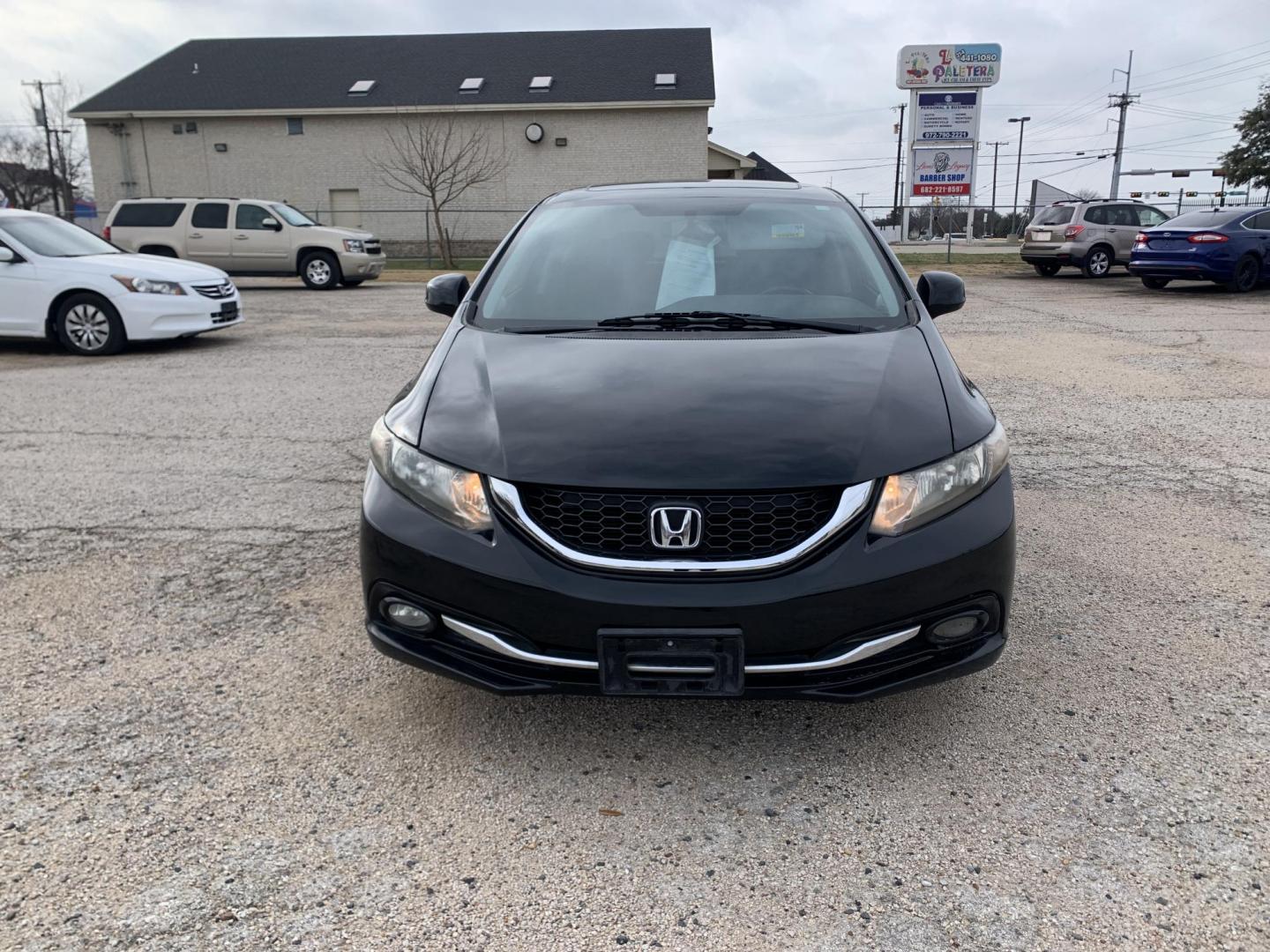 2013 Black Honda Civic EX-L Sedan AT (2HGFB2F9XDH) with an 1.8L L4 SOHC 16V engine, Automatic transmission, located at 1830 North Belt Line Road, Irving, TX, 75061, (469) 524-0199, 32.834373, -96.993584 - Photo#1