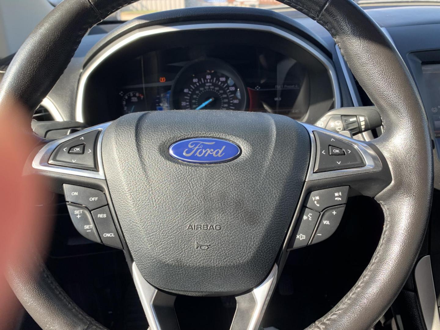 2015 Blue /Black Ford Edge SEL AWD (2FMTK4J97FB) with an 2.0L L4 DOHC 16V engine, Automatic transmission, located at 1830 North Belt Line Road, Irving, TX, 75061, (469) 524-0199, 32.834373, -96.993584 - Photo#16